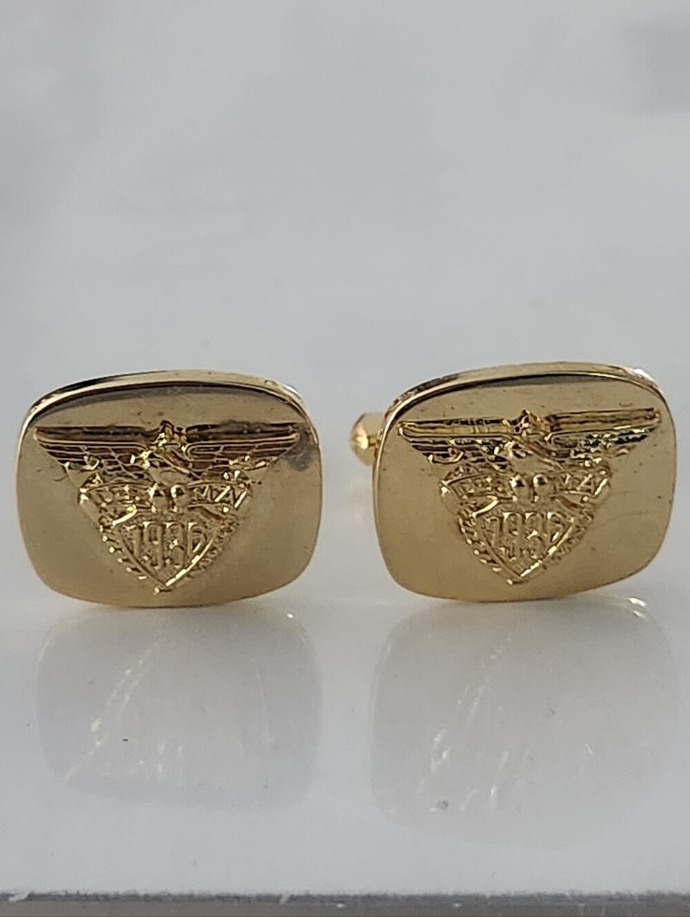 Vtg Gold-tone Winged Eagle Crest 1936 USMA Cufflinks